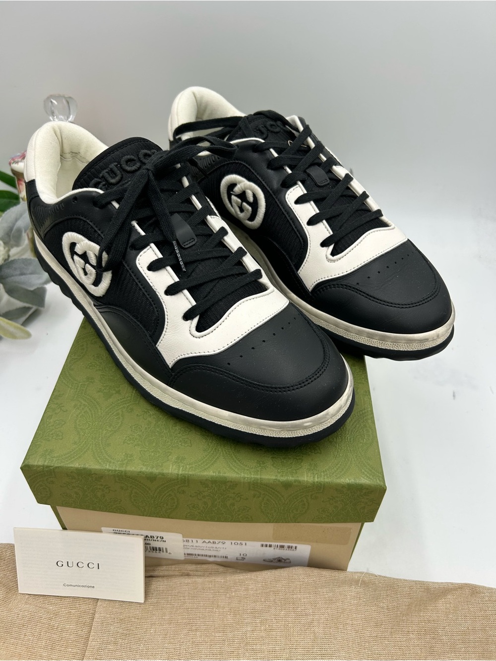 Men's Gucci MAC 80 low top leather sneakers size 10 fits 10.5 US